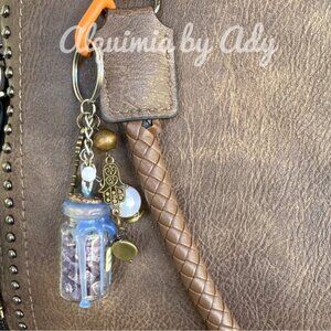 Alquimia Brown Key & Card Holder with Blue Accents